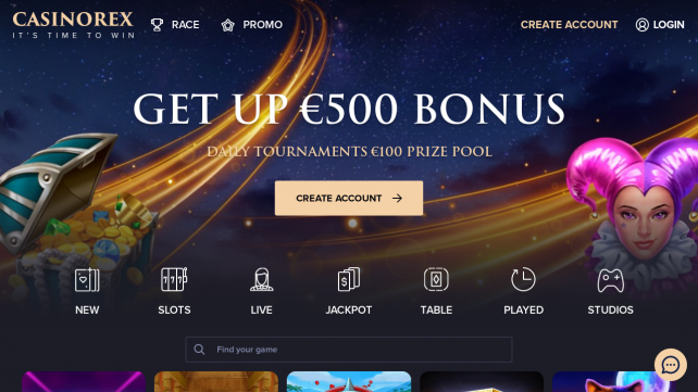 CasinoRex Homepage Desktop