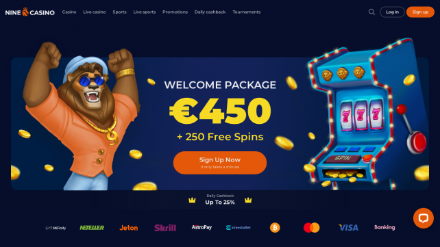 Ninecasino Homepage Desktop