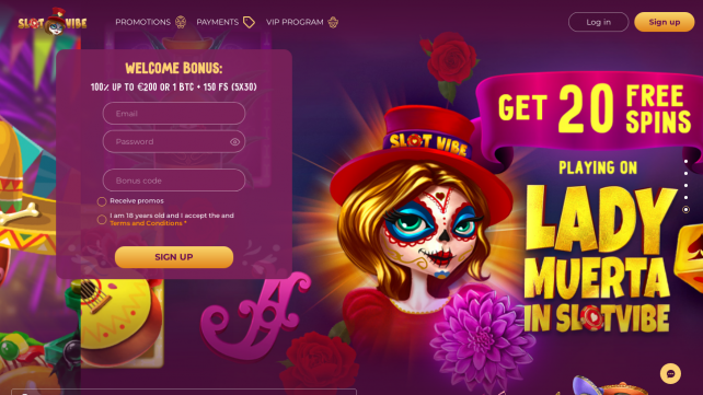 SlotVibe Homepage Desktop