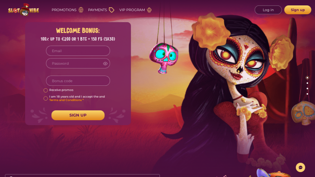 SlotVibe Homepage Desktop