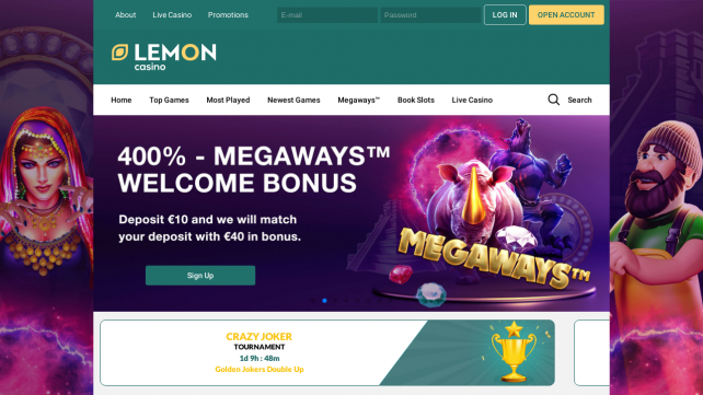 Lemon Casino Homepage Desktop