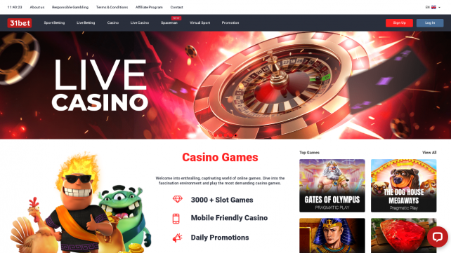 31bet Homepage Desktop