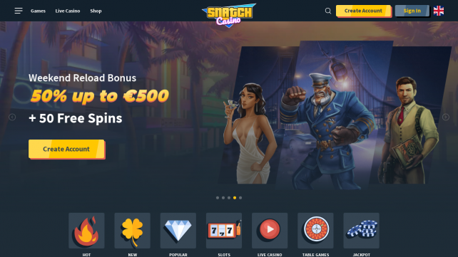 Snatch Casino Homepage Desktop
