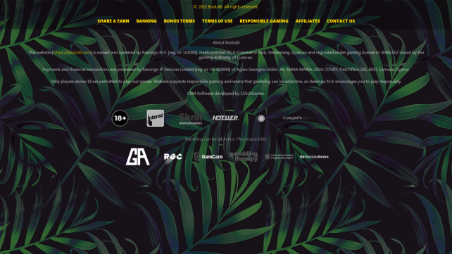 Bodu88 Homepage Desktop