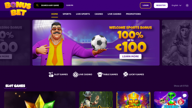 Bonusbet Homepage Desktop