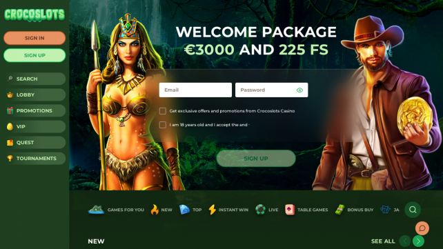 Crocoslots Homepage Desktop