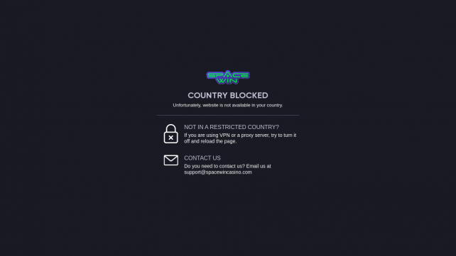 SpaceWin Casino Homepage Desktop