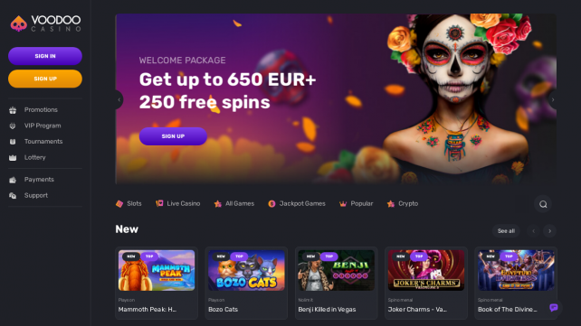 Voodoo Casino Homepage Desktop