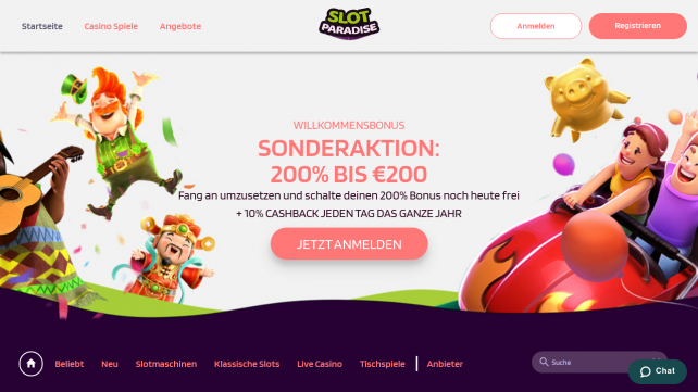Slotparadise Homepage Desktop
