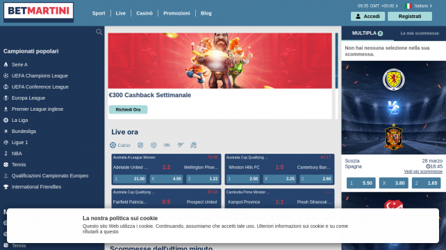 BetMartini Homepage Desktop