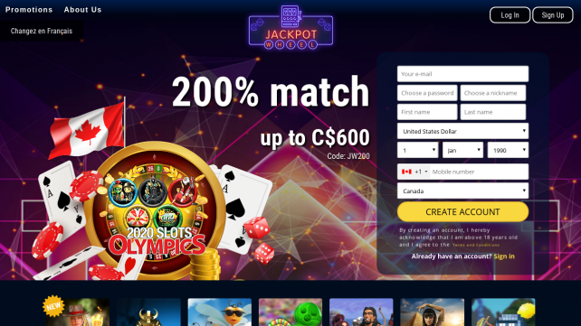 Jackpot Wheel Homepage Desktop