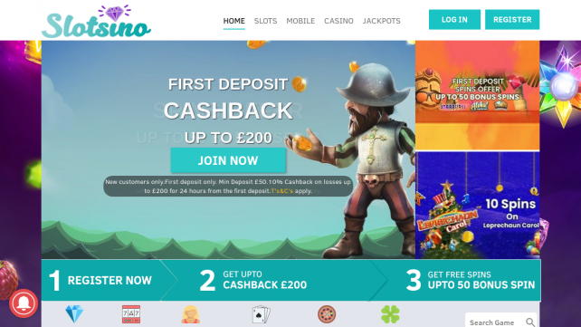 Slotsino Homepage Desktop