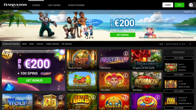 Barbadoscasino Homepage Desktop