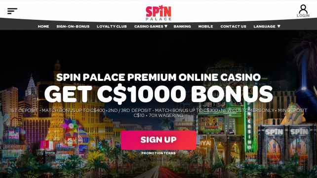 Spin Palace Homepage Desktop