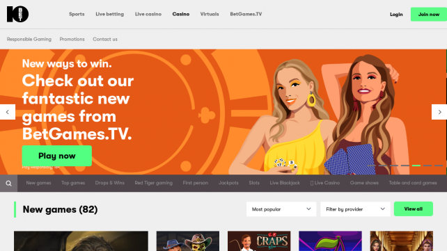 10Bet Casino Homepage Desktop