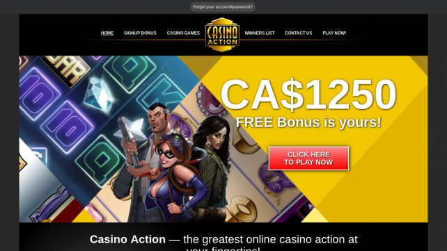 Casino Action Homepage Desktop