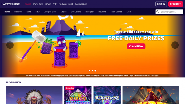 PartyCasino Homepage Desktop