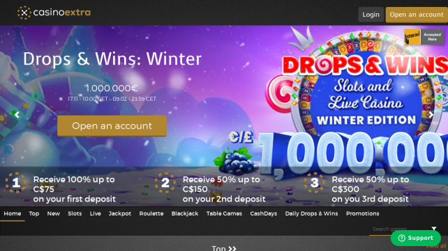 CasinoExtra Homepage Desktop