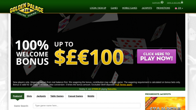 GoldenPalace.com Homepage Desktop