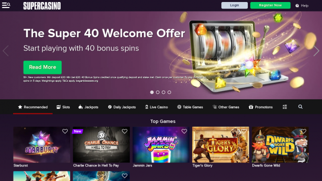 Super Casino Homepage Desktop