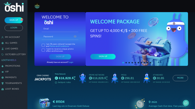 Oshi Homepage Desktop