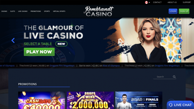 Rembrandt Casino Homepage Desktop