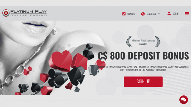 Platinum Play Homepage Desktop
