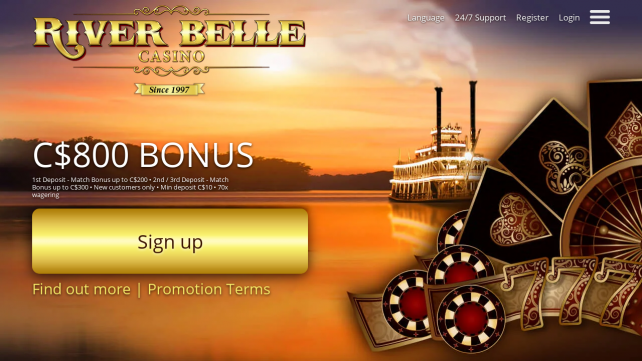 River Belle Casino Homepage Desktop