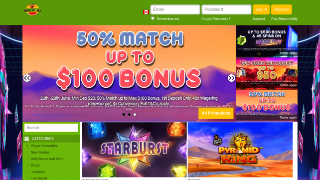 Slot Fruity Homepage Desktop