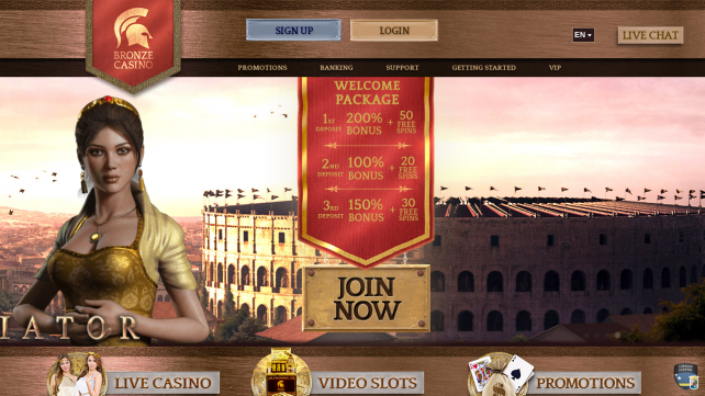 Bronze Casino Homepage Desktop