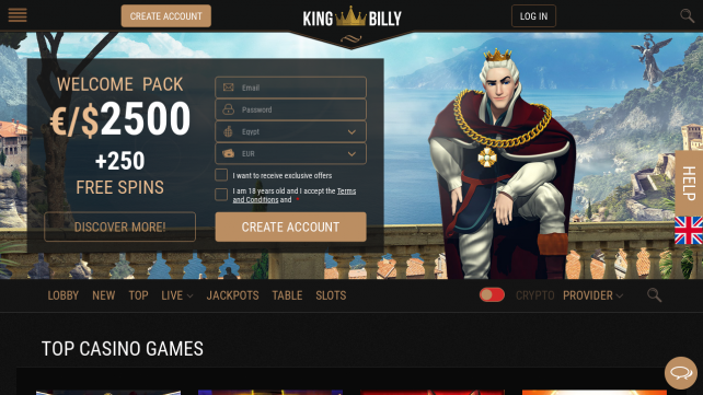 KingBilly Homepage Desktop