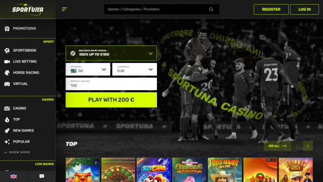 Sportuna Homepage Desktop