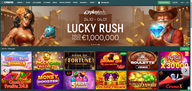 22Casino Homepage Desktop