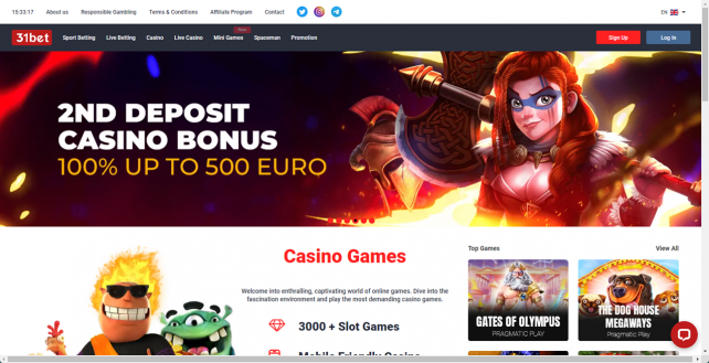 31bet Homepage Desktop