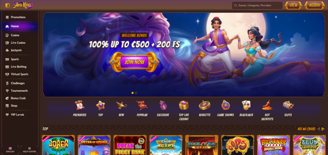 AbuKing Casino Homepage Desktop