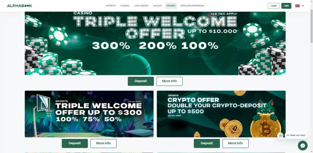 Alphabook Casino Homepage Desktop
