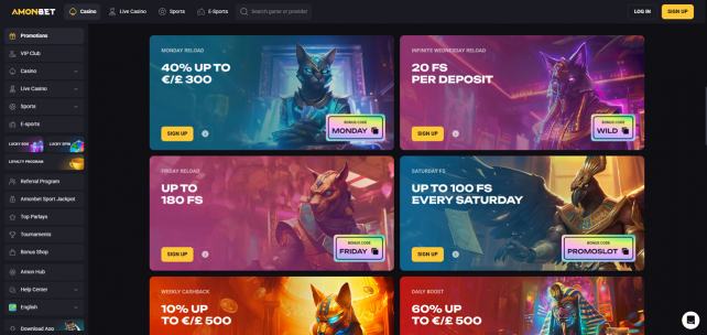 Amonbet Homepage Desktop