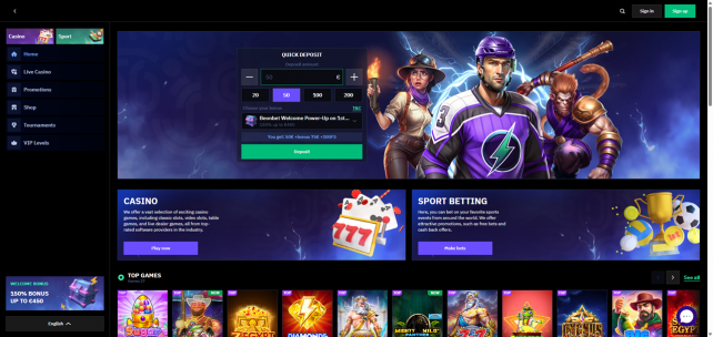 BeOnBet Homepage Desktop