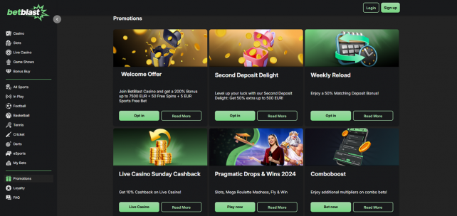 BetBlast Homepage Desktop