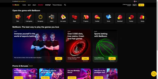 BetBoom Homepage Desktop