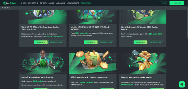 BetCollect Casino Homepage Desktop