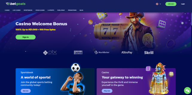 BetGoals Casino Homepage Desktop