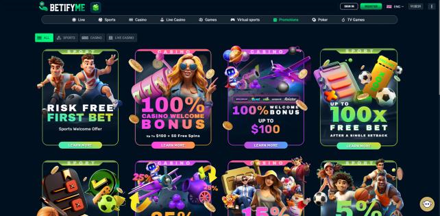 BetifyMe Casino Homepage Desktop