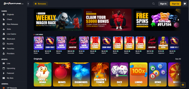 BitFortune Homepage Desktop