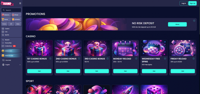 BoomsBet Homepage Desktop