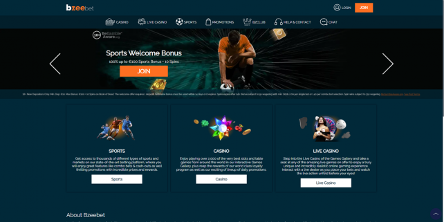 bzeebet Homepage Desktop