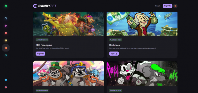 CandyBet Homepage Desktop