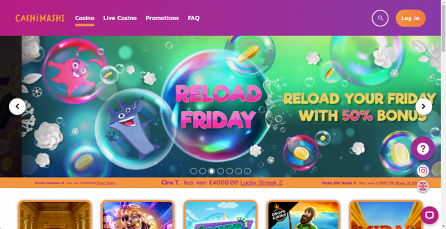 Cashimashi Casino Homepage Desktop
