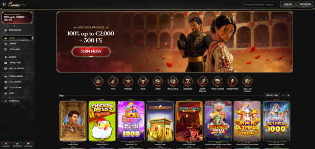 Casina Casino Homepage Desktop