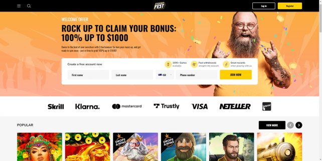Casinofest Homepage Desktop
